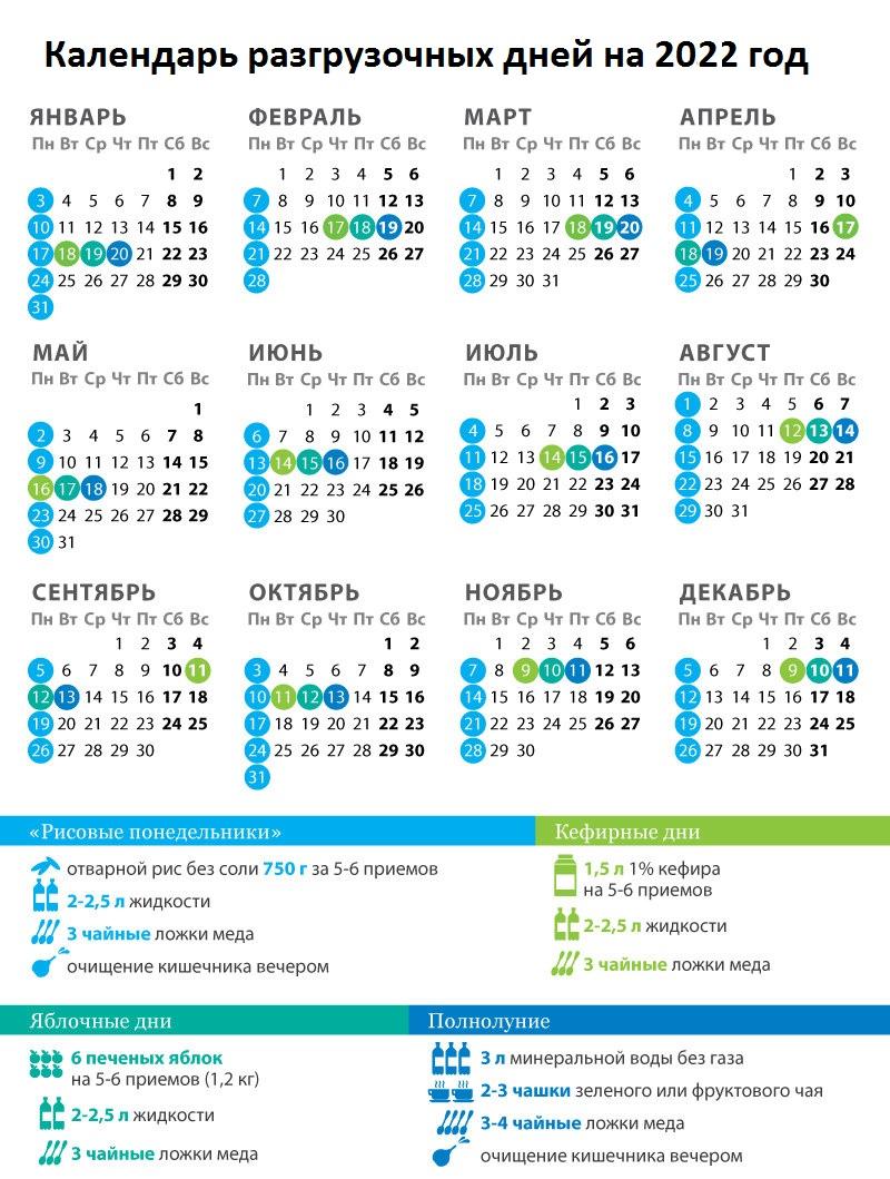 Календарь разгрузочных дней на 2022 год